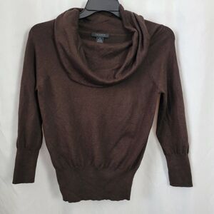 The Limited Stretch Medium Brown Cowl Neck Sweater Cashmere Silk Nylon Blend